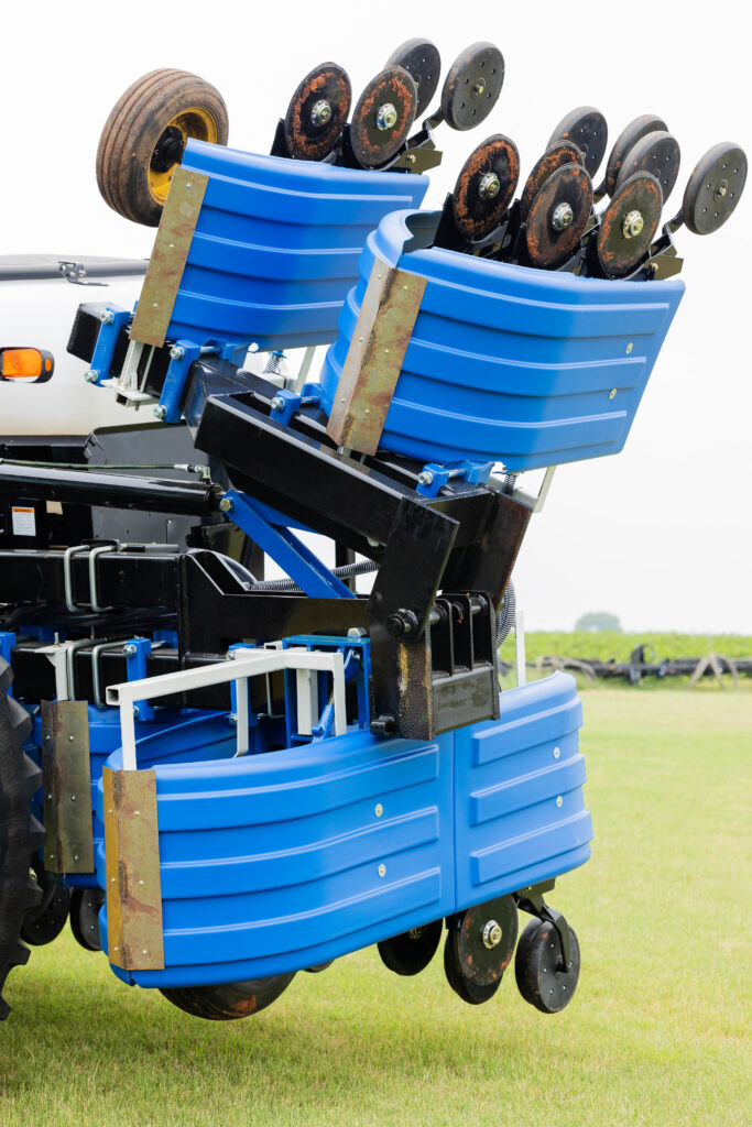 4AG interseeder no-till equipment seeder machine positioned for transport, offering an alternative to a no till seed drill for cover crop establishment.